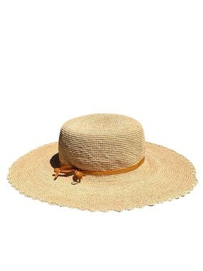 Vintage 90’s Fiesta Arizona Woven Raffia Scalloped Edge Sun Hat